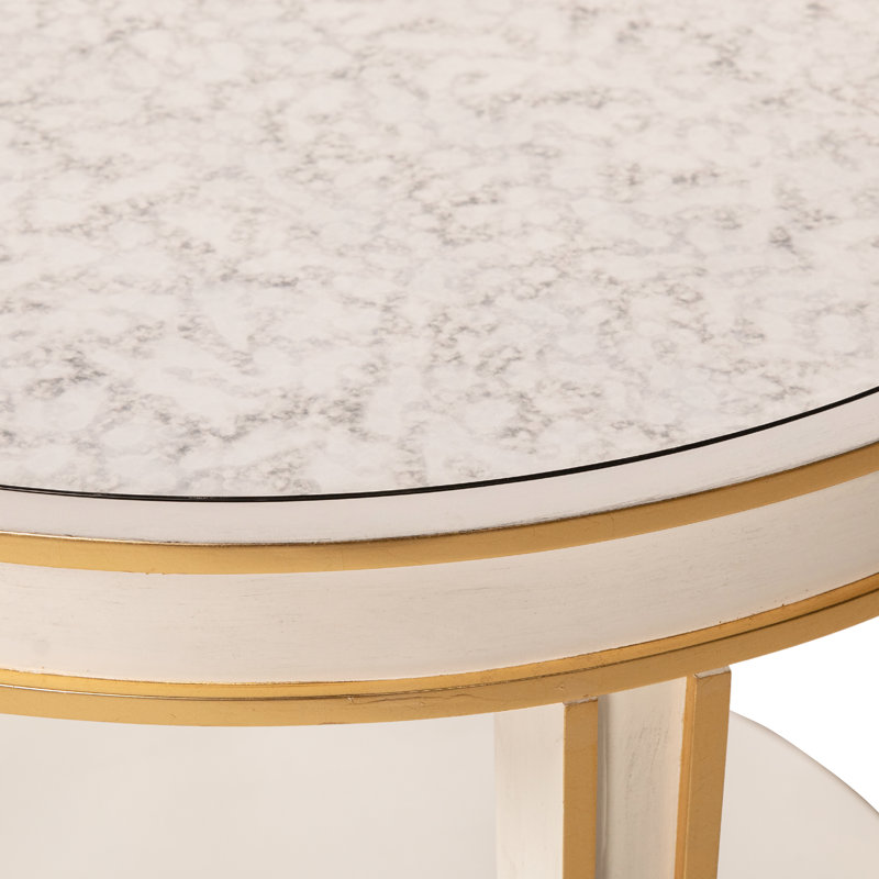 Lilly End Table with Storage, Beige, Antique White