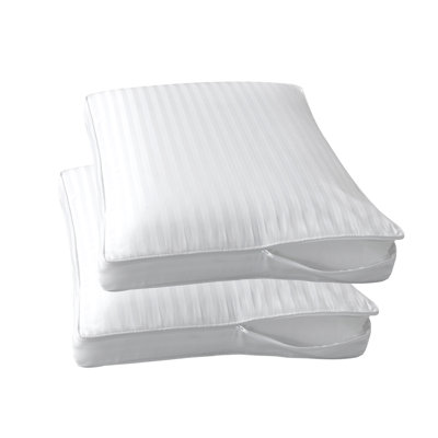 Gusseted Pillow Protector 400TC Cotton Stripe YKK Zipper Closure (White, King)