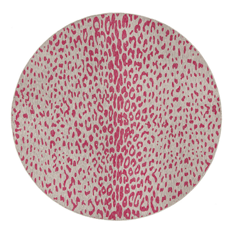 Pink Gray Samburu Indoor/Outdoor Safari Rug, Round 10'