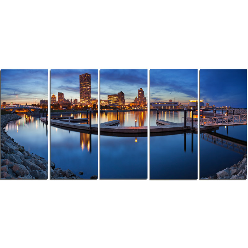 « milwaukee panoramique view », ensemble de 5 reproductions de photos sur toiles tendues
