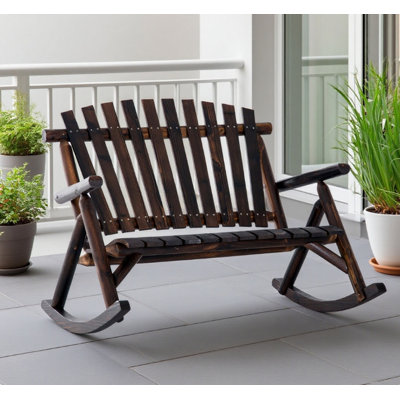 Chaise berçante d'extérieur en bois Adirondack, chaise berçante Adirondack rustique pour deux personnes