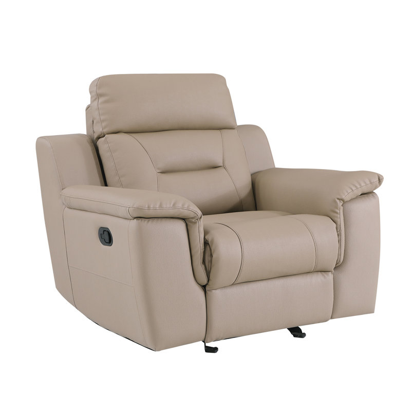 Fauteuil en cuir beige avec support lombaire - Fauteuil inclinable en bois dur séché au four beige, confort