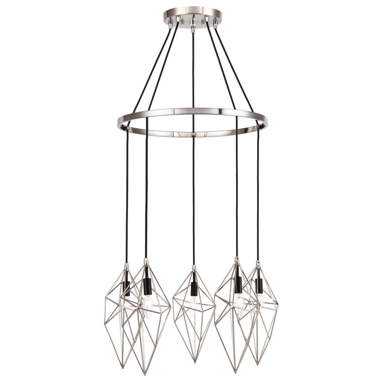 Luverne 5 - Light Wagon Wheel Chandelier, Nickel