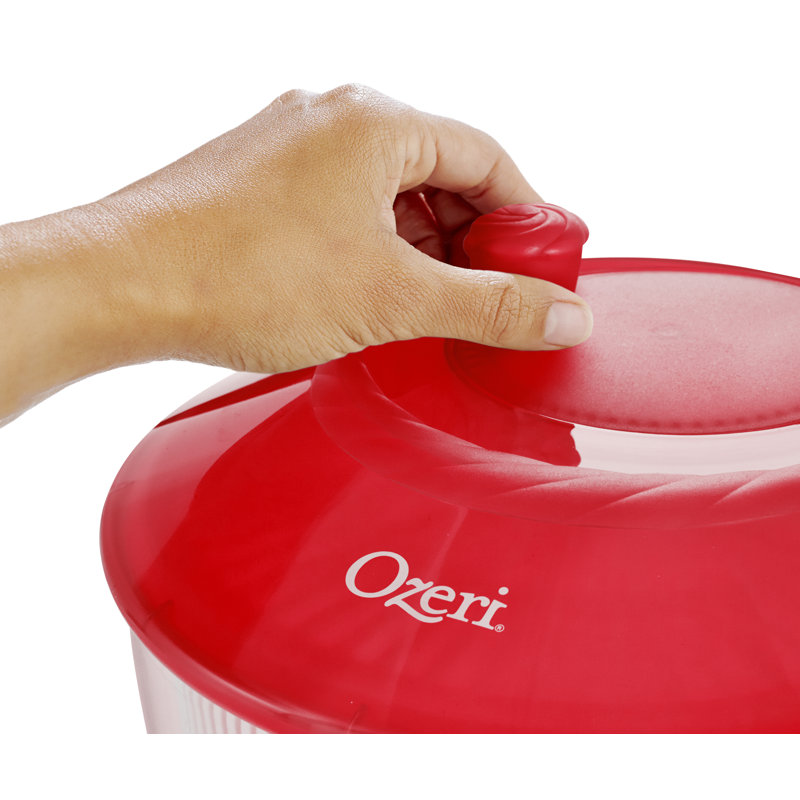 Italian Made Fresca Salad Spinner and Serving Bowl Rotator, Red