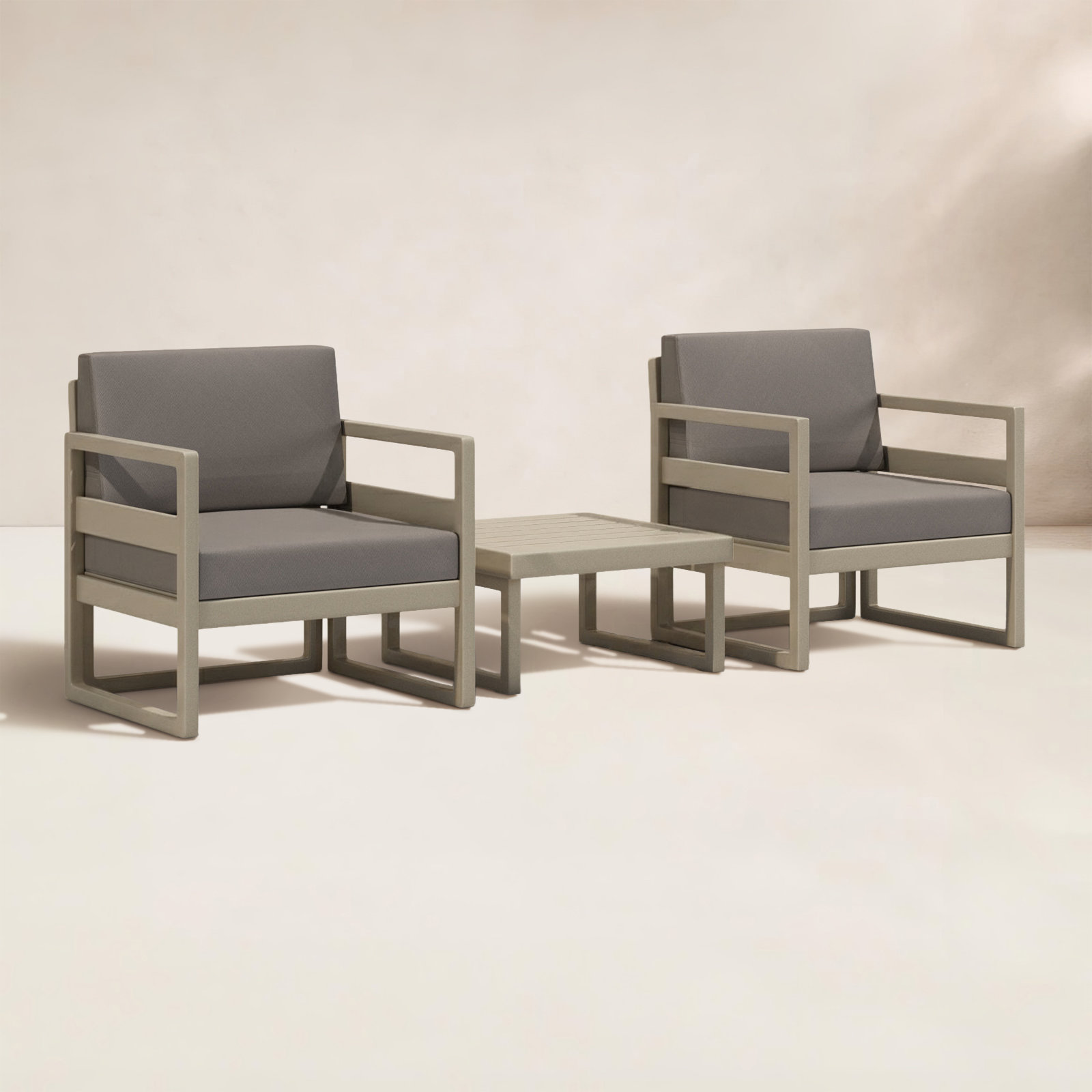 Kalani 2 - Person Patio Conversation Set with Sunbrella® Cushions, Taupe, Taupe