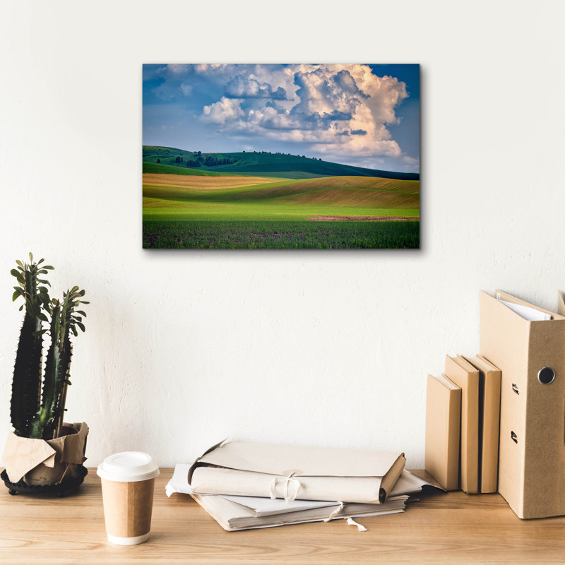 «Spring Af après-midi à la palouse» par Rick Berk, art mural sur toile, H 12 po x l 18 po x P 0,75 po