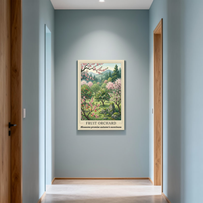 Paysage et nature, fruit, verger, fleurs, printemps, paysage, montagnes, arbres, H 48 po x l 32 po