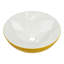 Lavabo de salle de bain vasque rond en céramique 16 po - Design de cuve intérieur texturé moderne en jaune-120273118