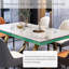 Ensemble de table de salle à manger luxueux moderne en faux marbre-105357155