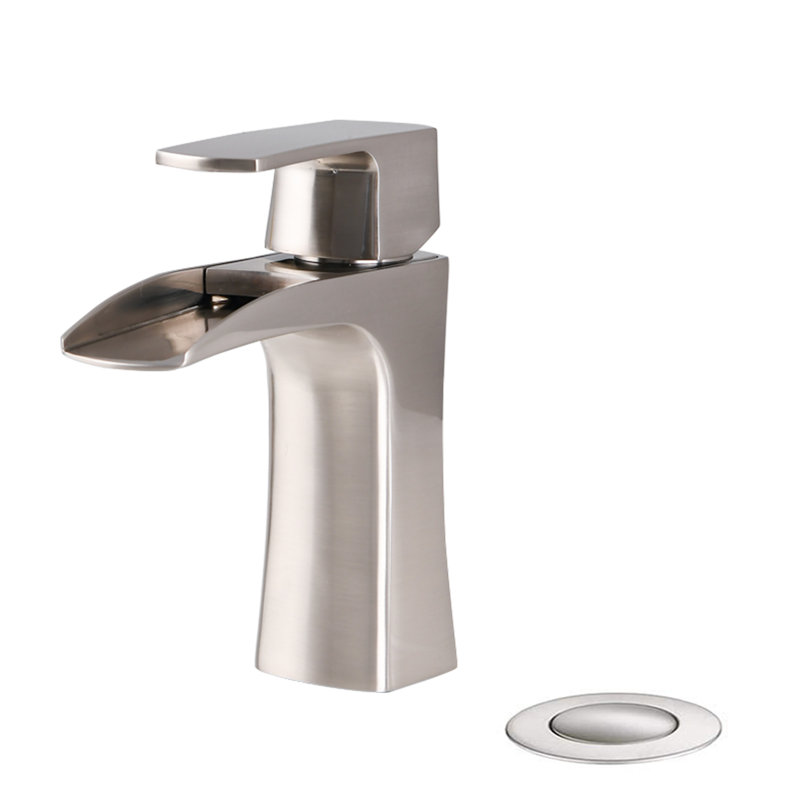 Single-Hole Single-handle Bathroom Faucet with Drain Assembly, Brushed Nickel