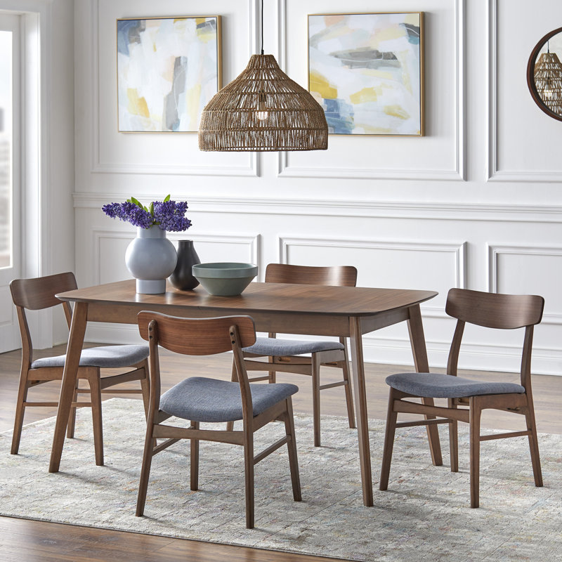Ensemble de salle à manger Jagveer, 5 pièces: table, 4 chaises, Greyish Blue