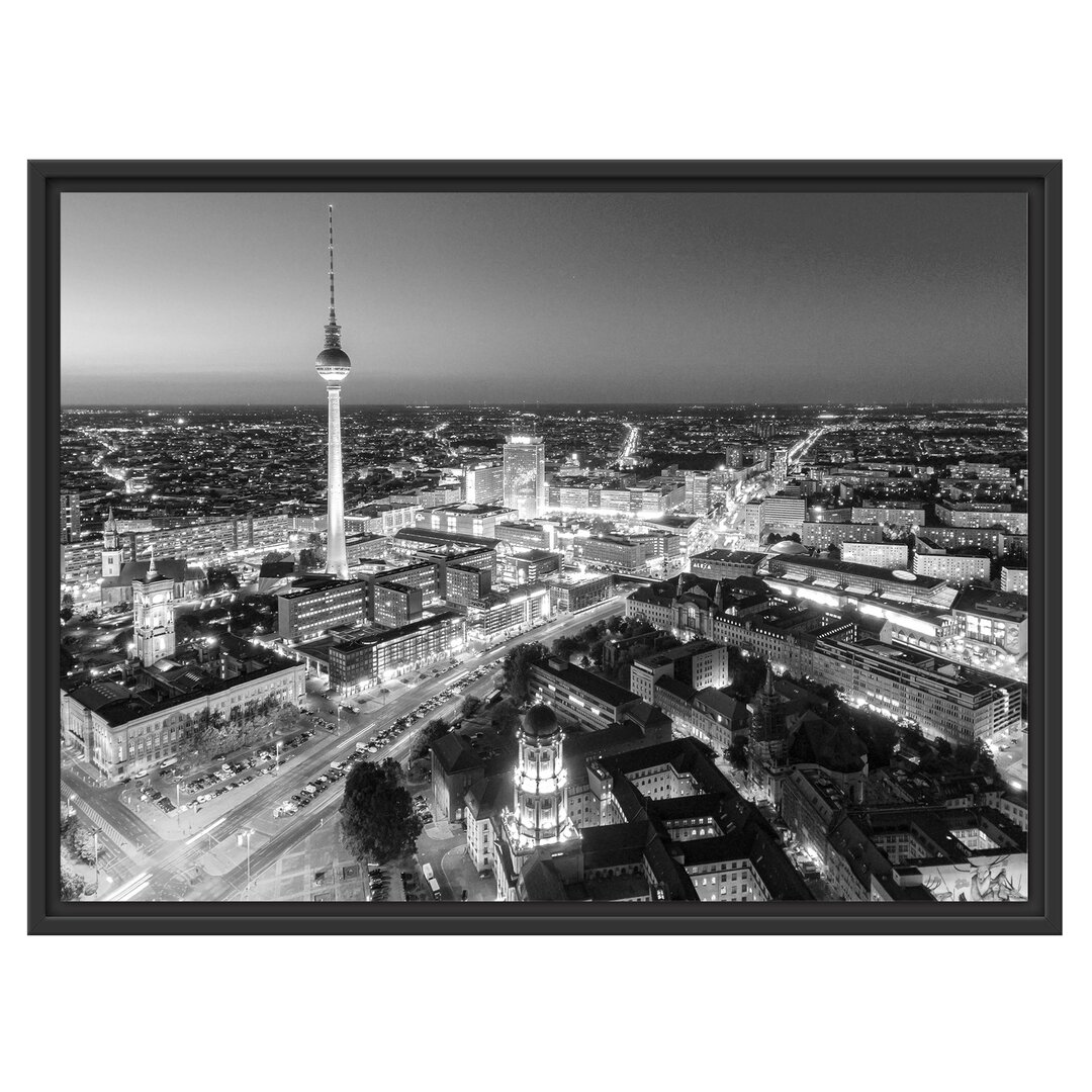 Gerahmtes Wandbild Berlin City Panorama Kunst B&W