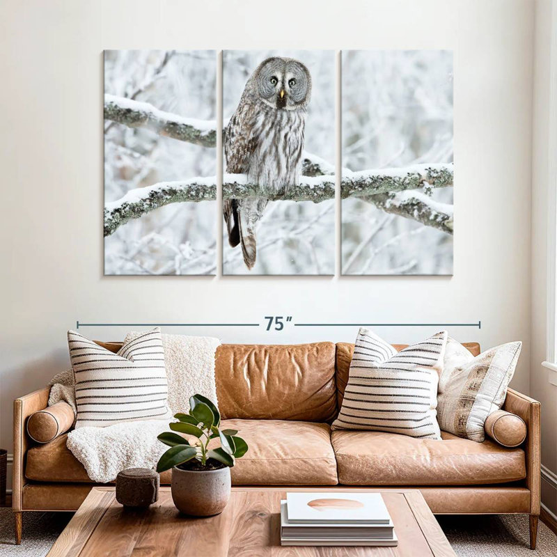Great Grey Winter Owl, 42" H x 65" W