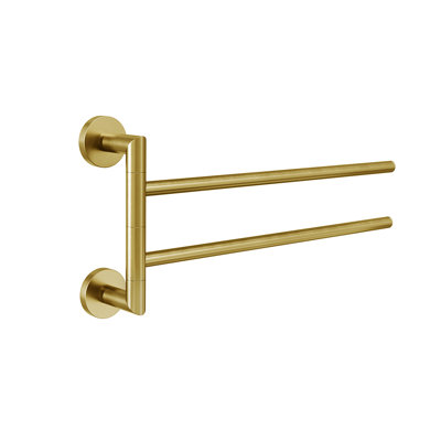 Summit Wall-Mounted Swivelling Towel Bar - Brushed Gold, Premium Brass Construction, Installation Hardware Included