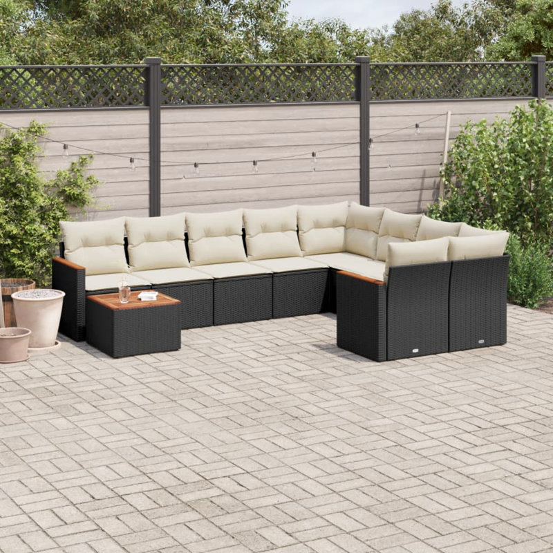 Ensemble de canapé de jardin Vidaxl noir, blanc crème