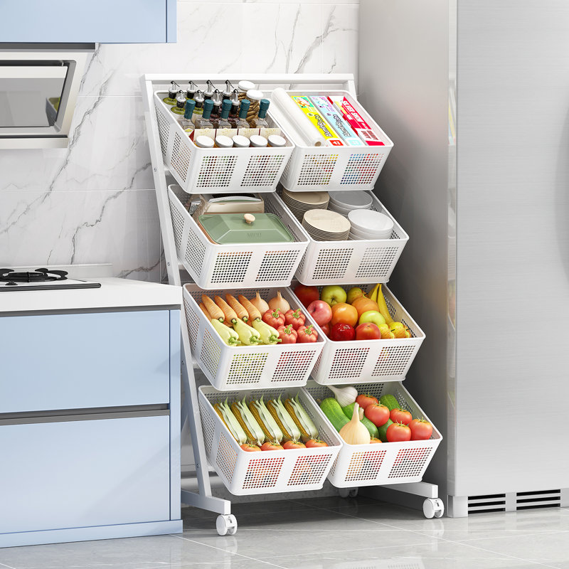 46.8'' H x 22.8'' W Utility Cart with Wheels, White