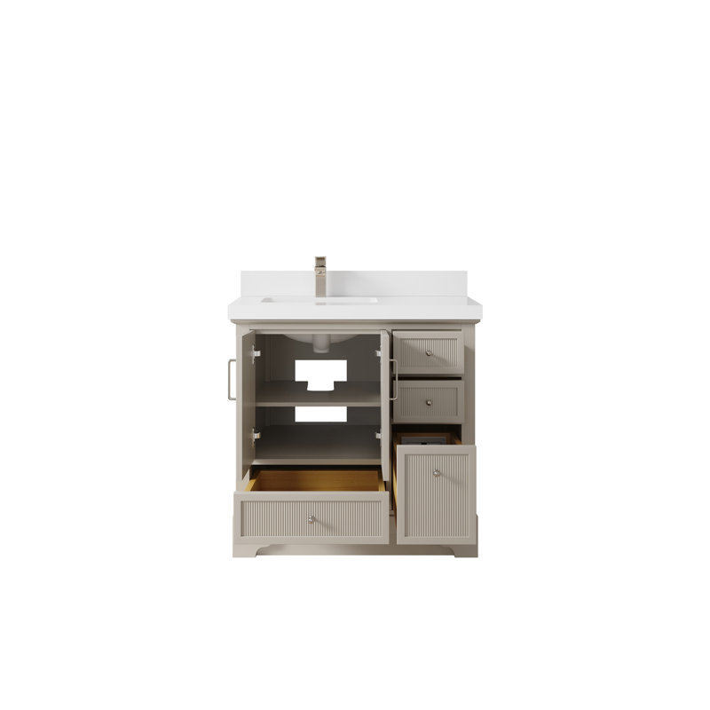 Ensemble de meuble-lavabo simple 36 po avec plateau Alys, Blanc