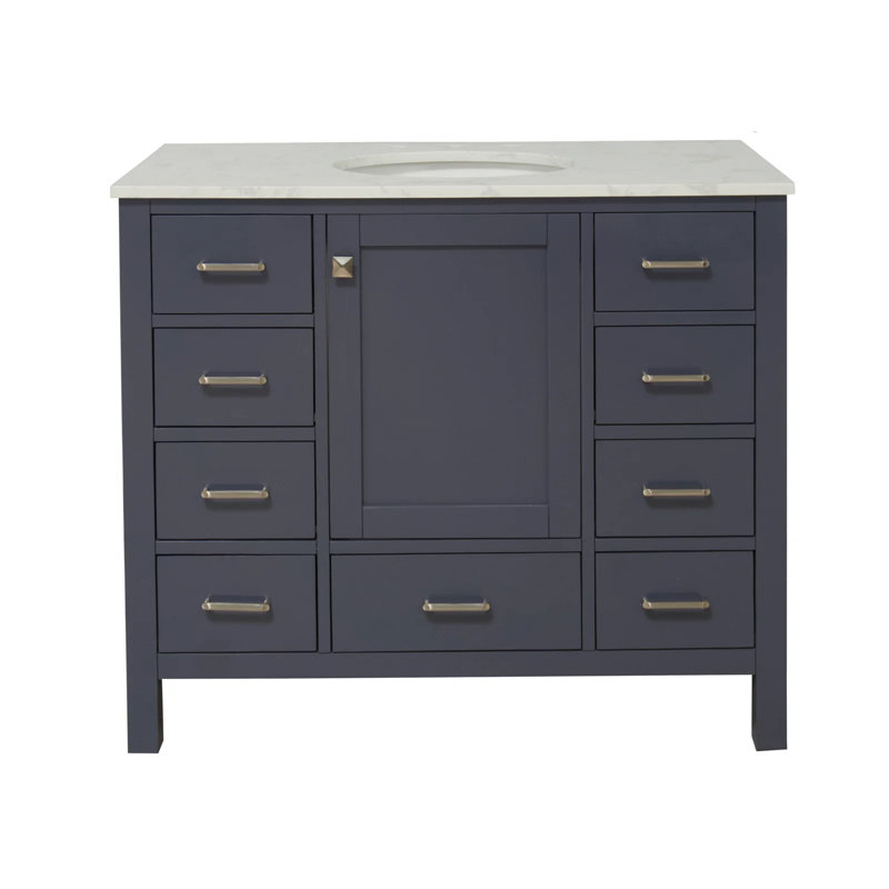 Ensemble de meuble-lavabo simple 42 po Claudett, Carrare d'ingénierie, Gris marine