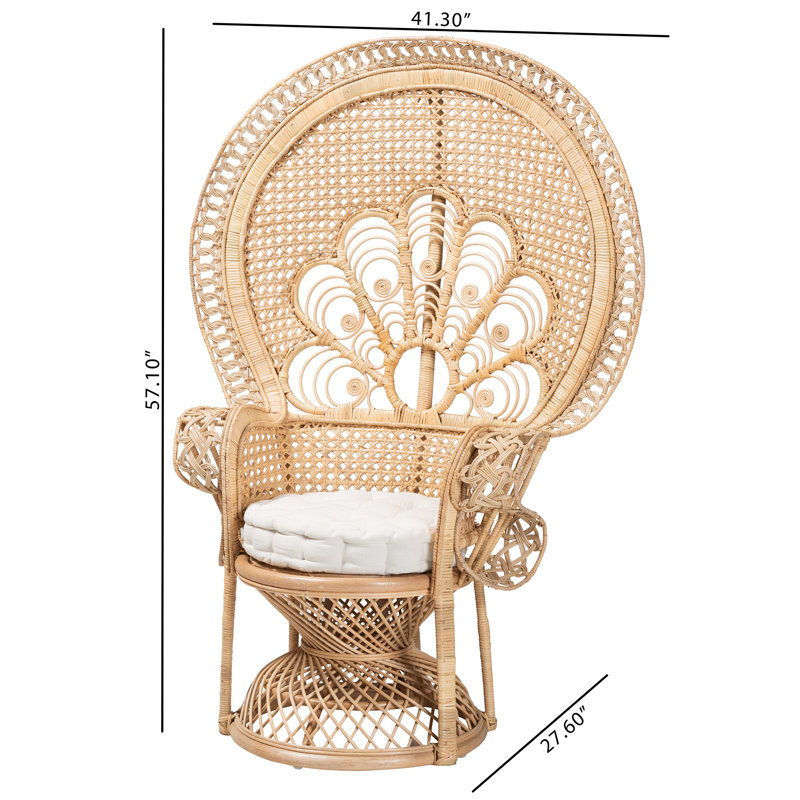 Fauteuil à oreilles en rotin de polyester capitonné l 41,3 po Kerlin