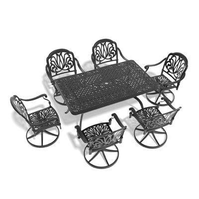 Élégant ensemble de salle à manger pivotant en aluminium pour patio classique