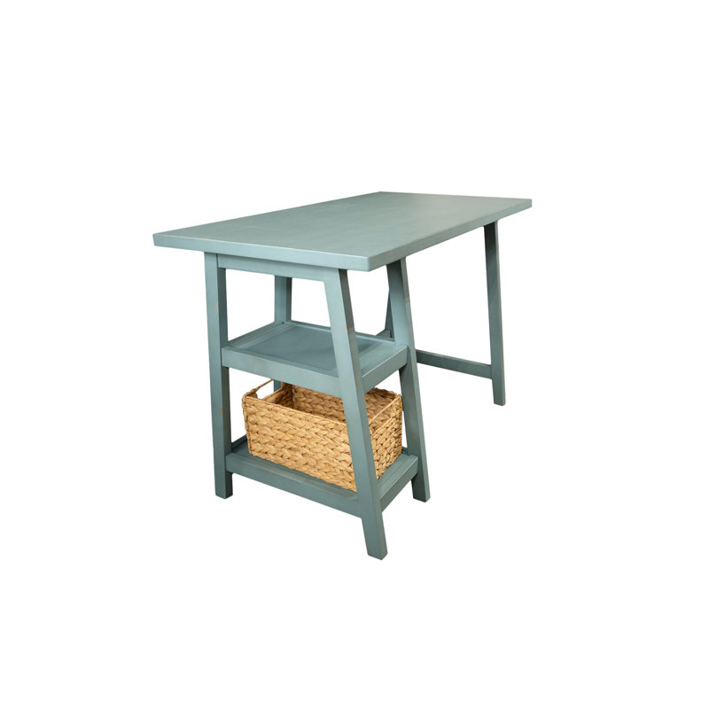 Likens Solid Wood Writing Desk, Blue