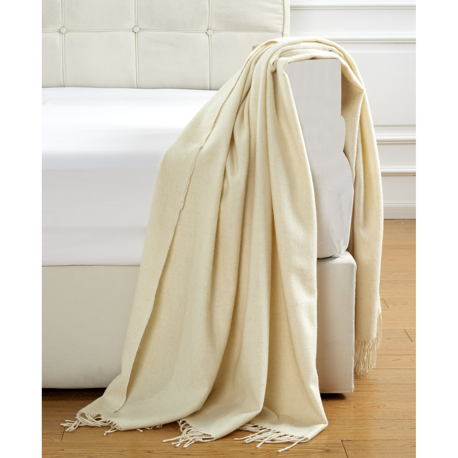 Campera Merino Wool Throw Blanket, Ivory