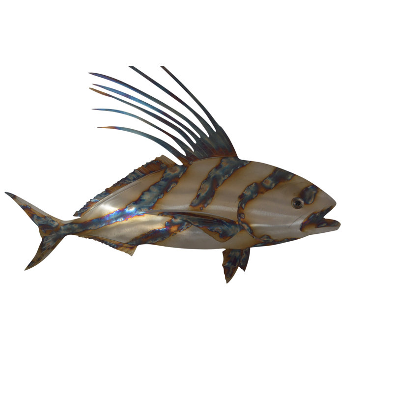 Snapper fish laser cut steel wall mounted - Size: 26"L x 2"W x 17"H.