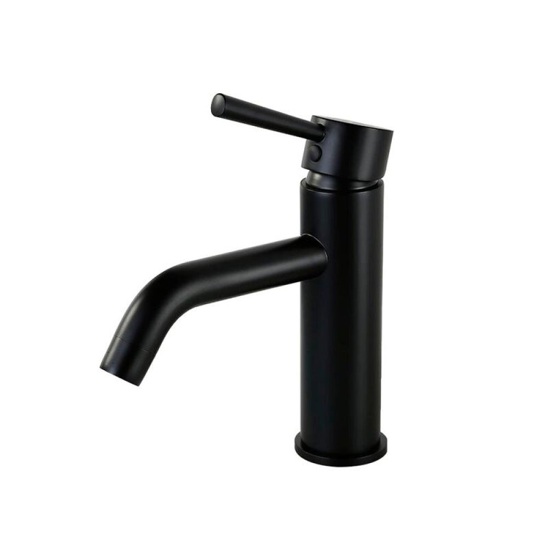 Robinet de salle de bain monocorps à poignée simple, or brossé, Noir mat