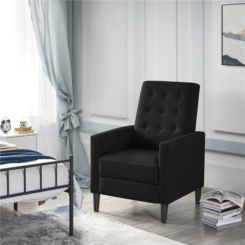 Single Reclining Chair With Adjustable Back & Footrest, Black