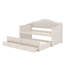 Lit de jour simple avec lit gigogne escamotable, lit de jour avec 2 tiroirs de rangement intégrés, canapé-lit en bois avec dossier capitonné pour le salon-477474213