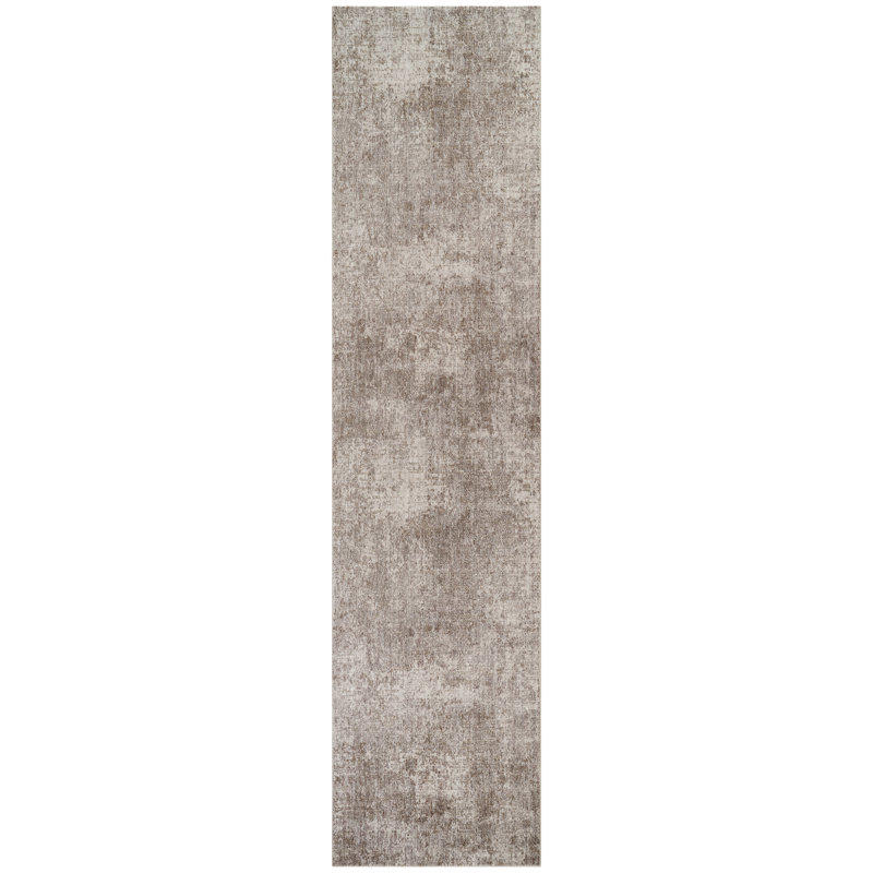 Sealy Easton Modern Abstract Grey Turkish Area Rug, 3' X 10' with Fringe, Runner 2'6" x 10", Brown Gray
