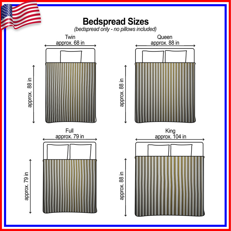 Vertical Yellow Stripes Bedding Stripes Bedspread Pattern, Twin
