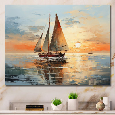 Minimalism Sailboat Rhythms I On Canvas Print