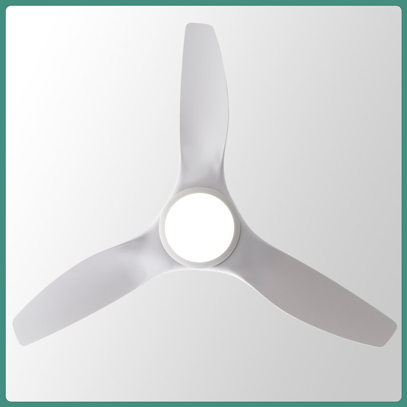 Ladedra 52'' 3-Blade Modern Ceiling Fan With LED Light and Remote Control, White with White Blades