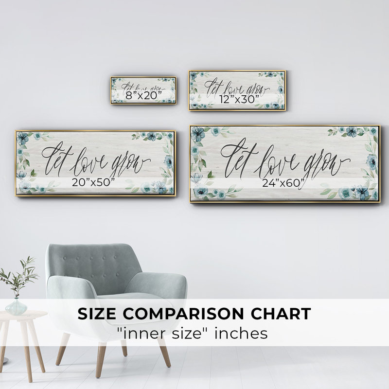 Let Love Grown- Framed Canvas, 24" H x 60" W