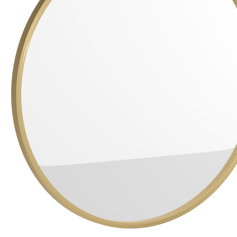 Gagalis Wall Mount Shatterproof Round Accent Wall Mirror with Metal Frame, Gold, 24" H x 24" W x 0.78" D