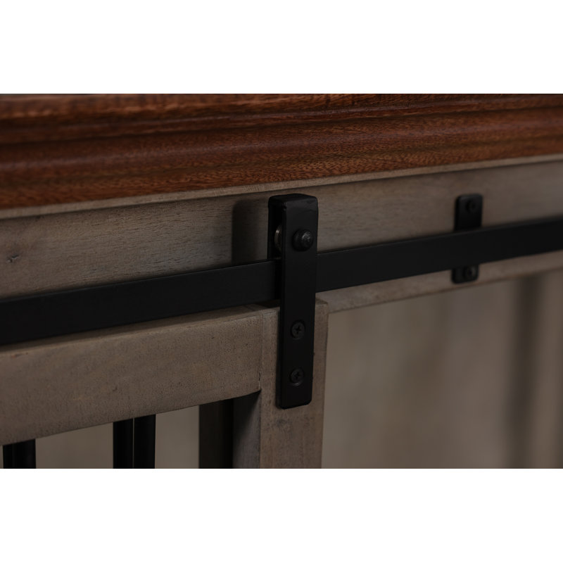 Cage pour chien Chingford, Gris antique / noyer, Moyen (H 35 po x l 76 po x P 25 po)