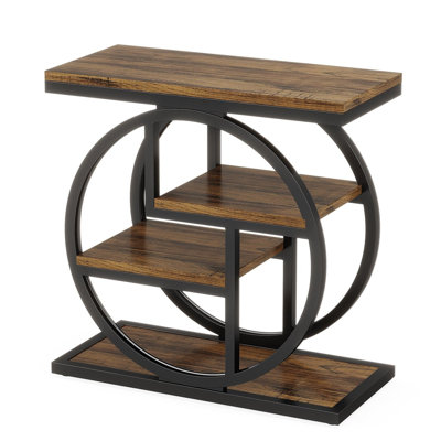 Tribesigns 4-Tier End Table, Industrial Side Table with Storage Shelves for Living Room, Bedroom