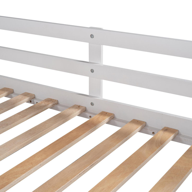 Lit superposé simple au-dessus de simple avec lit gigogne simple et 3 escaliers de rangement, Blanc