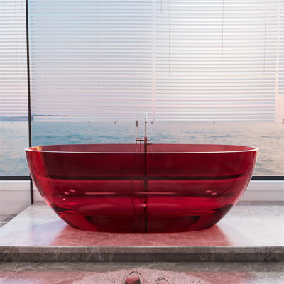 Baignoire de trempage autoportante de 65 po x 30 po avec drain escamotable et trop-plein, certifiée CUPC, conception élégante pour salles de bain modernes