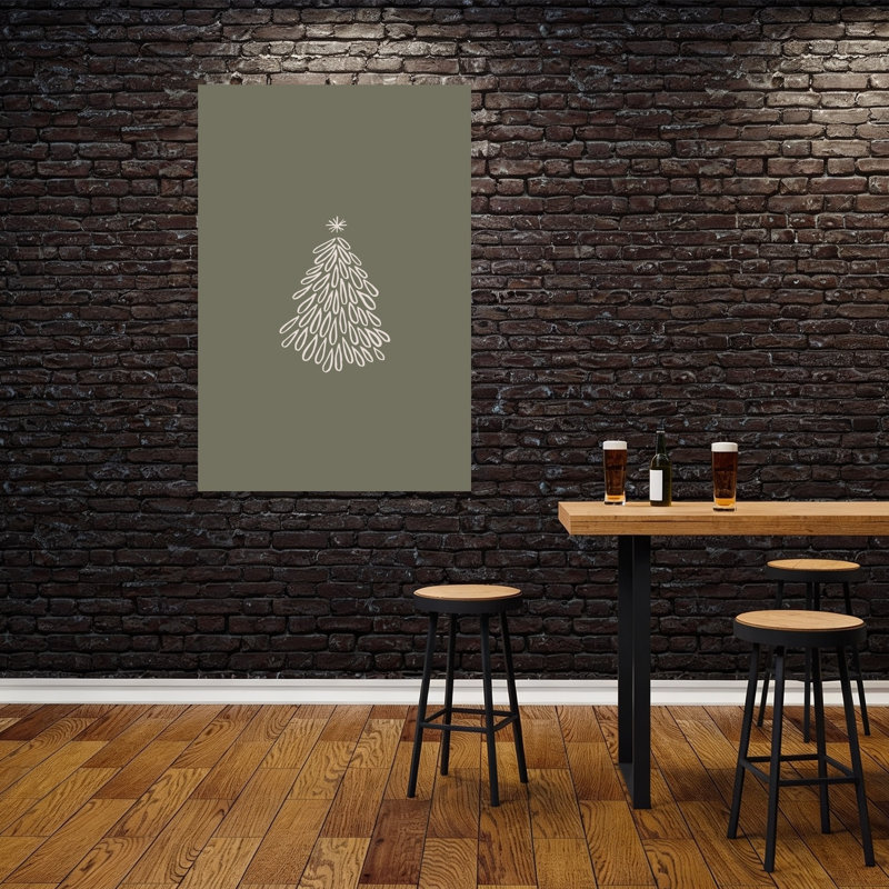Arbre de Noël simple, minimaliste, moderne, abstrait, arbre de Noël pin, hiver, impression murale, H 60 po x l 40 po