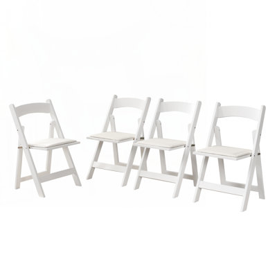 Upholstered folding  chair,space saving, easy to carry, ,4PCS,Beige cushion/white shelf,Dining room