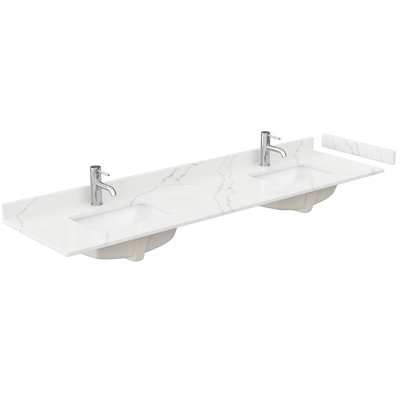 80" Double Countertop with Square Sinks, Backsplash & Sidesplash