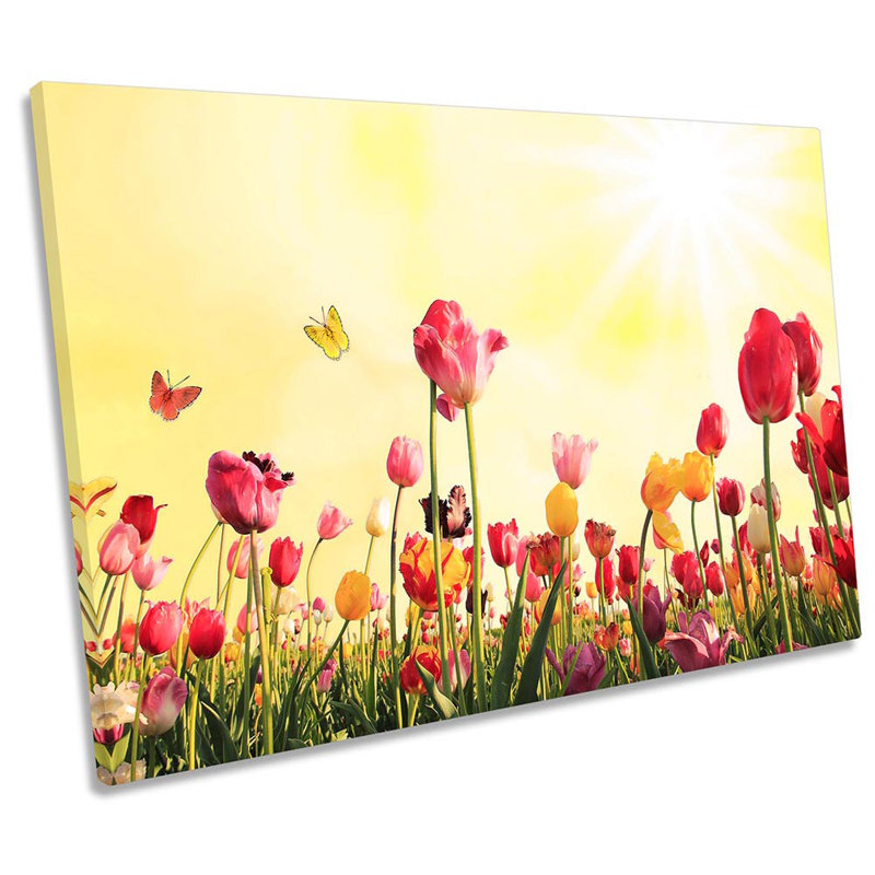 Tulips Floral Flower Spring Framed - Wrapped Canvas Print, 30.5cm H x 45.7cm W x 2cm D