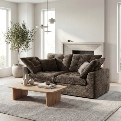 79" Wide Comfy Cloud Couch, Chenille Upholstered Pillow-Top Arm Loveseat Sofa With Deep Seats, Side Pockets Modular Design, 2 Seater Sofa For Living