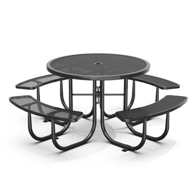 8-Person 46" Round Metal Outdoor Picnic Table