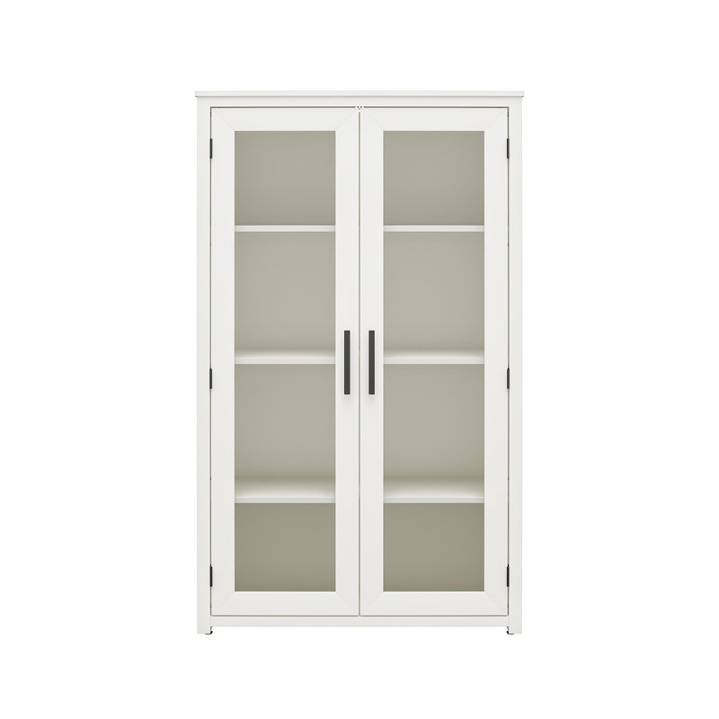 Lulu Modern White Oak Curio Cabinet with Glass Doors - Space-Saving Display Cabinet with Adjustable Shelves for Collectibles