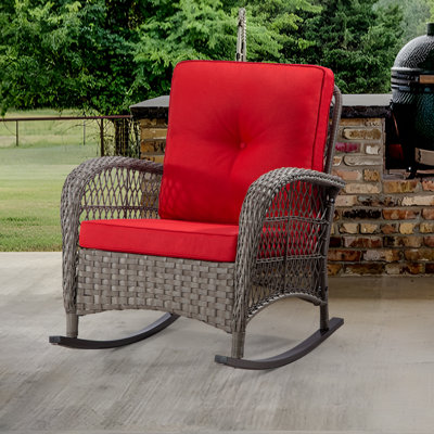 Patio Wicker Rocking Chair with Cushions