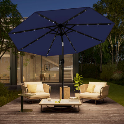 Outdoor Patio 10Ft LED Deck Market Umbrella, Outside Table Umbrellas
