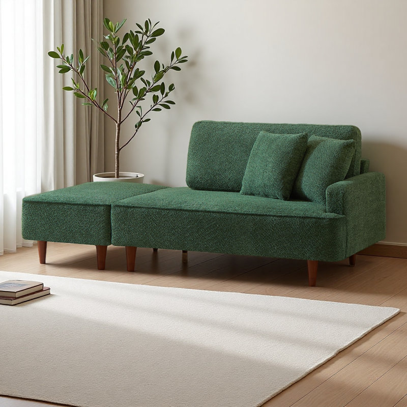 Chaise longue d'intérieur rembourrée avec repose-pieds Boucle Méridienne, Vert